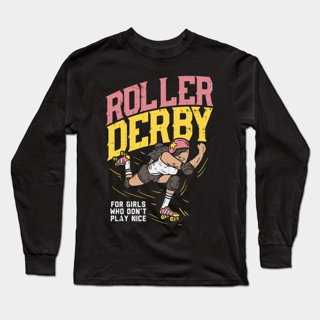 Roller Derby Tshirt Roller-Skating Gift Long Sleeve T-Shirt by biNutz